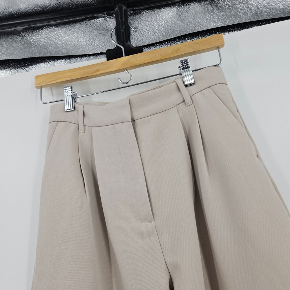 Abercrombie & Fitch Wide Leg Pants Beige High Rise Pleated Tailored NWT Size 28 - Picture 4 of 11